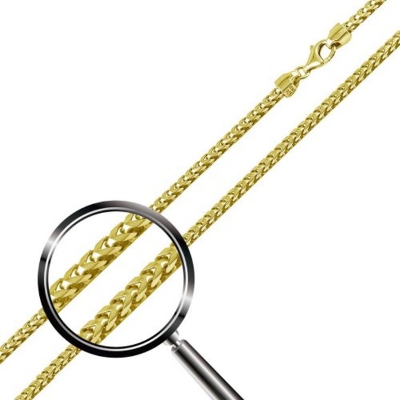 14K Gold over Silver Italy Franco Chain Necklace